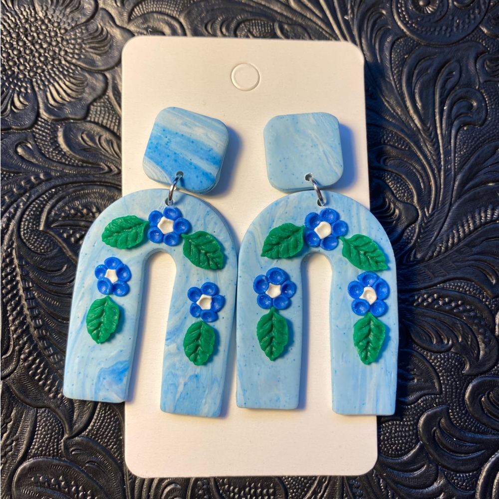 Blue clay earrings
